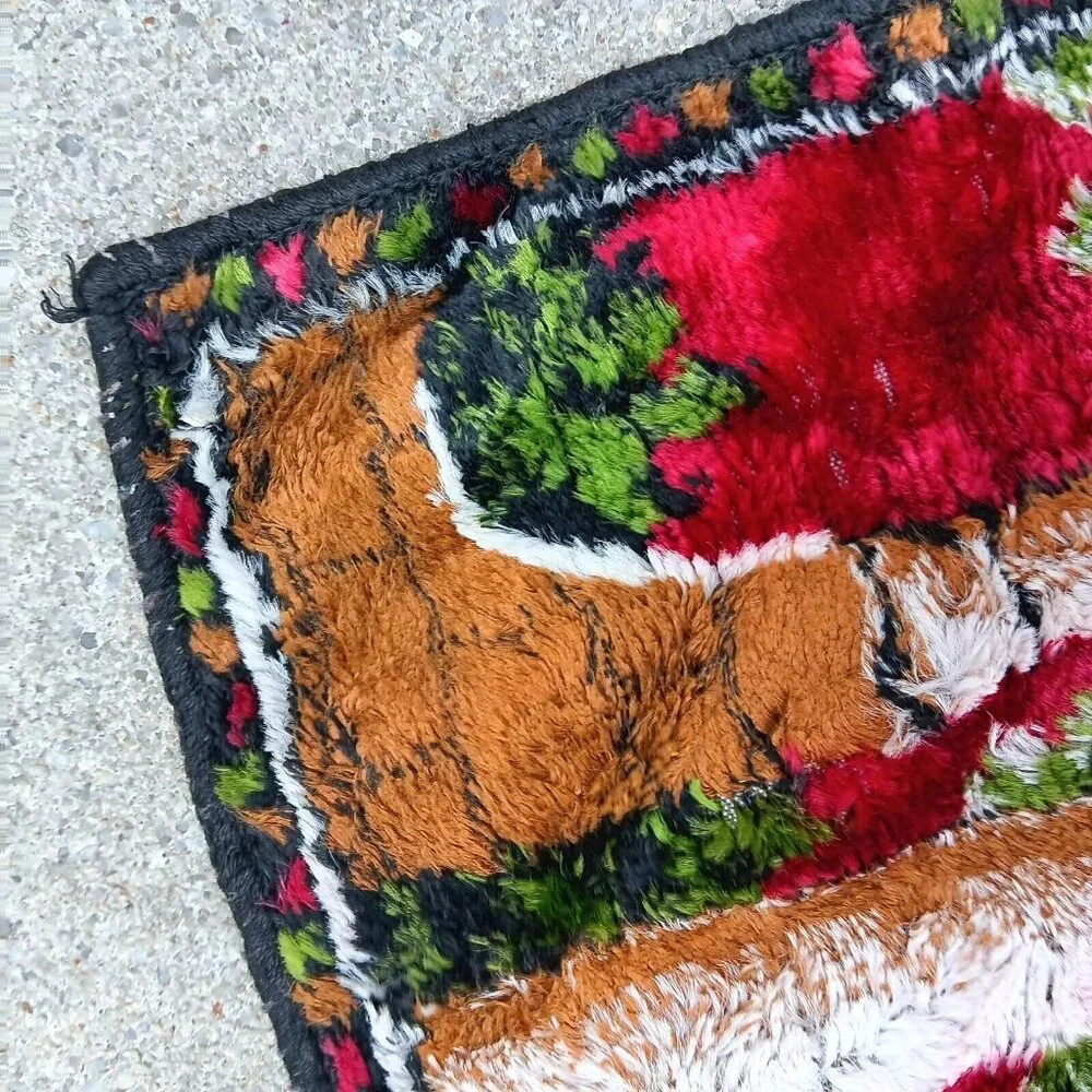 Lebanese Peacock Tapestry Wall Hanging Decor Bird Red Sky Lebanon Vintage